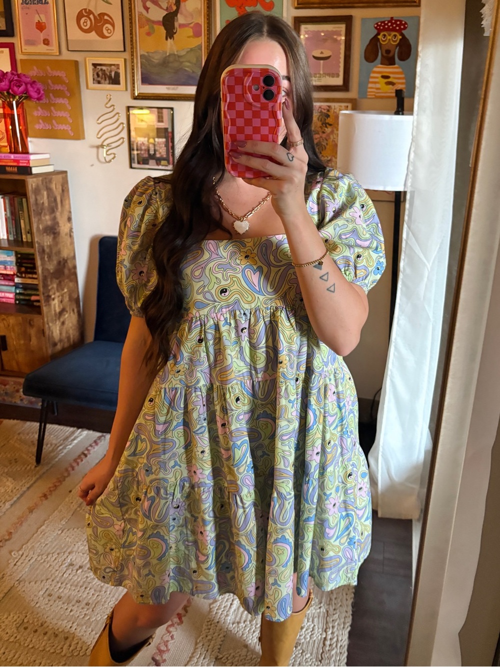 Vintage Supply Pastel Yin-Yang Babydoll Dress